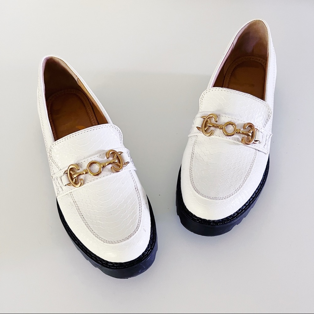 Circus by Sam Edelman White and Gold Platform Loafers